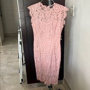 Miusol Pink Sheath Dress with Flutter Sleeves.